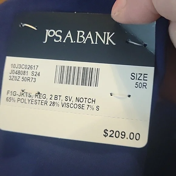 NWT Jos A Bank Navy Blue Suit Blazer Jacket Size 50R New